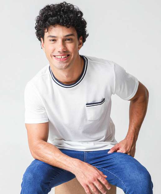 Camiseta Masculina Manga Curta Marisa Off White