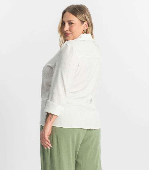 Camisa Feminina Manga Longa Secret Glam Bege