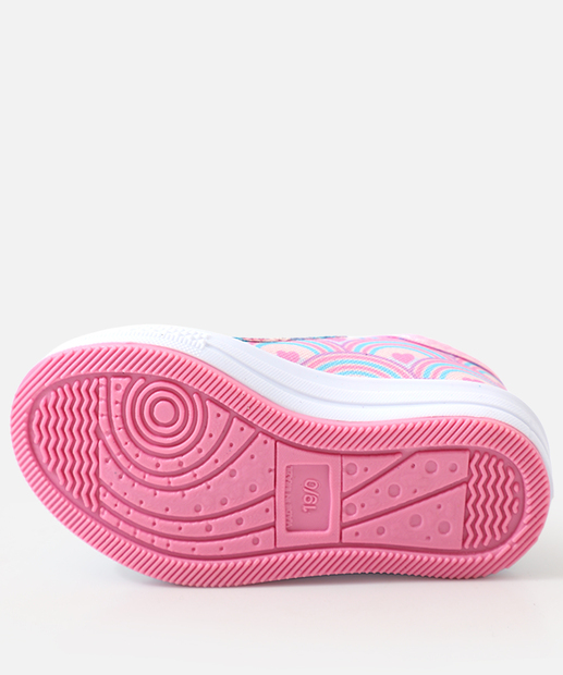 Tênis Infantil Casual Arco Íris Velcro Rosa