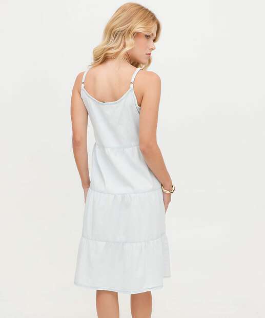 Vestido Feminino Jeans Alças Finas Marisa