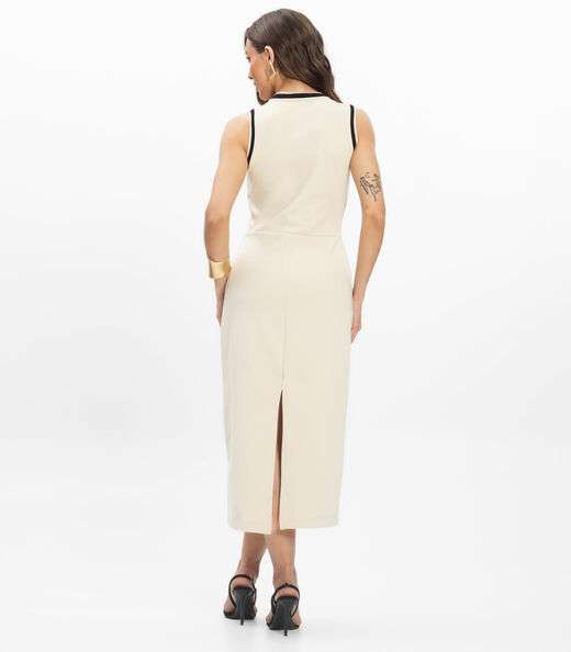 Vestido Midi Piquet Verona Feminino Endless Bege