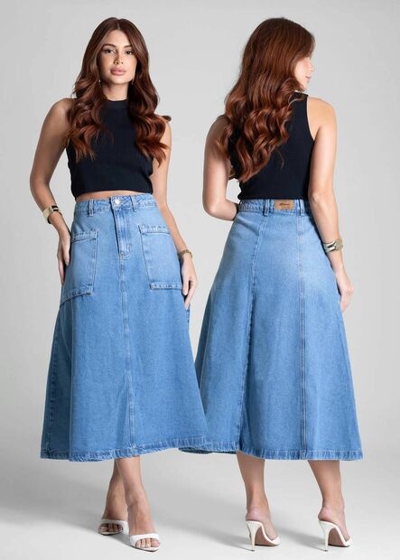 Saia Jeans Sawary Midi - 281981