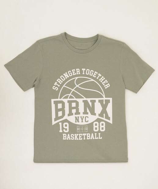 Camiseta Juvenil Manga Curta Estampada MR Tam 10 a 16