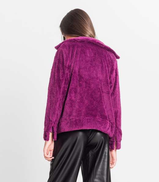 Jaqueta Juvenil Feminina Com Pelo Minty Roxo