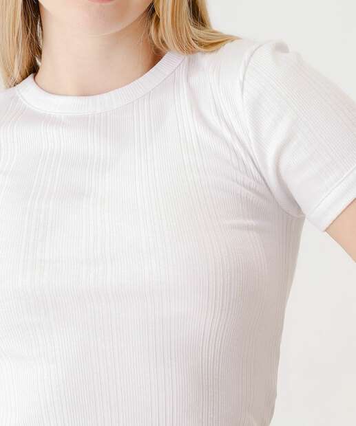 Blusa Feminina Canelada Manga Curta Marisa