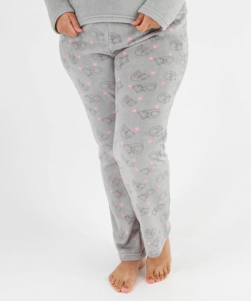 Pijama Plus Size Feminino Gato Marisa Cinza