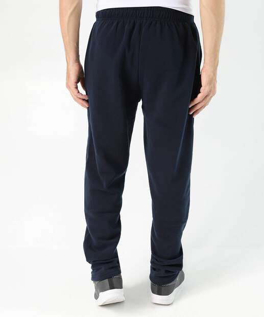 Calça Masculina Fitness Moletom Reta Bolsos MR Azul