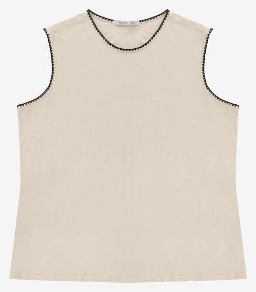 Regata em Viscose Feminina Plus Size Secret Glam Bege