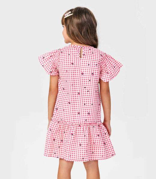 Vestido Popeline Estampado Trick Nick Rosa