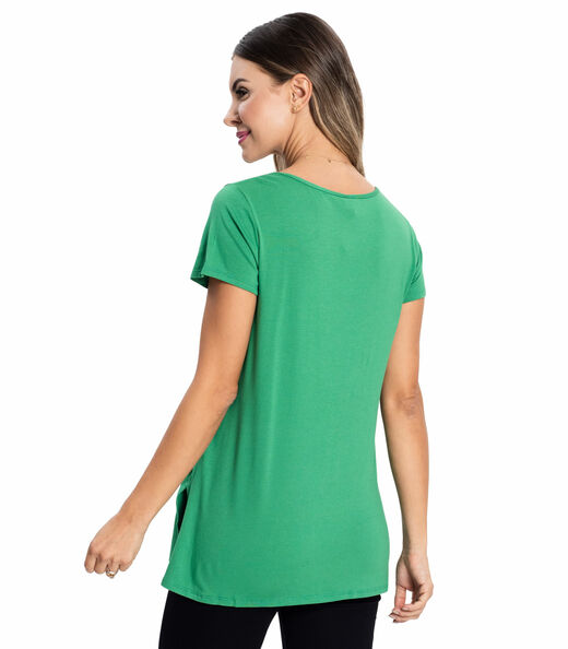 Blusa Básica Alongada Feminina Rovitex Verde