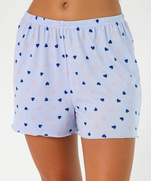 Pijama Feminino Corações Sem Manga Marisa Azul