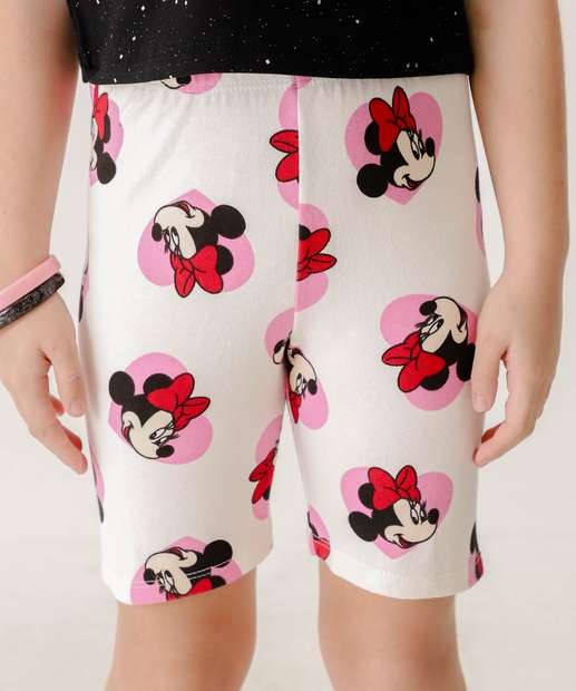 Bermuda Infantil Ciclista Minnie Disney Tam 4 a 10 Off White
