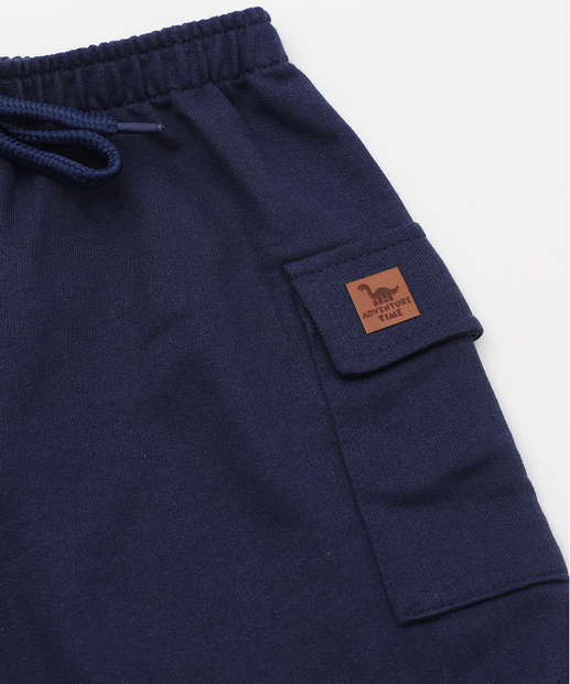 Bermuda Infantil Moletom Cargo MR Tam 1 a 3 Azul