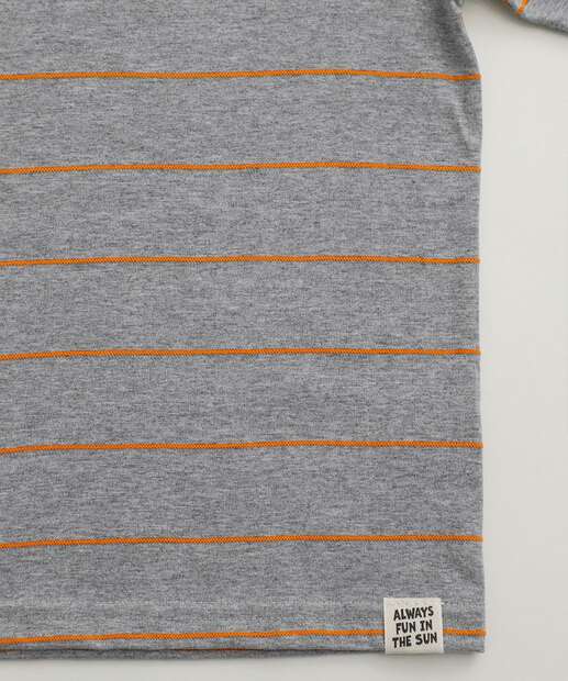 Camiseta Infantil Listrada Marisa Tam 4 a 10 Cinza 