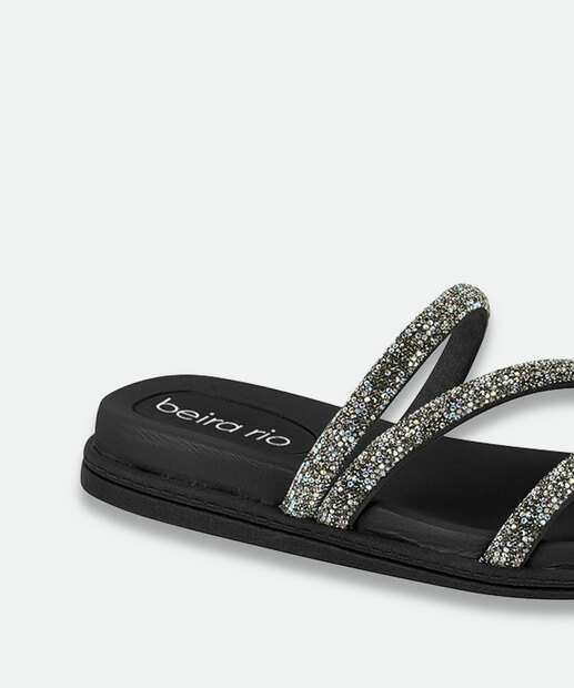 Rasteirinha Feminina Strass Beira Rio Preto