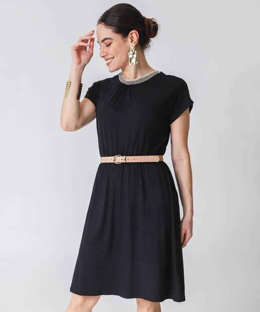 Image_Vestido Feminino Manga Curta Marisa Preto