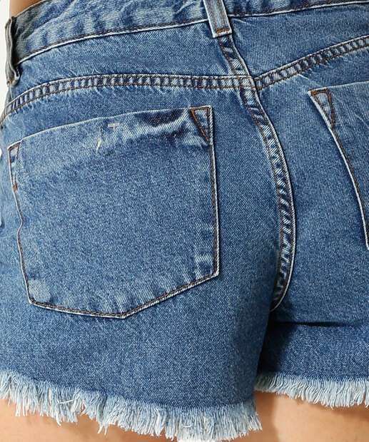 Short Jeans Feminino Barra Desfiada Marisa 