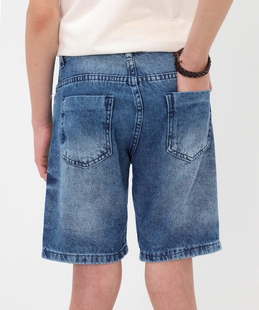Bermuda Juvenil Jeans Bolsos Tam 10 a 16 Azul