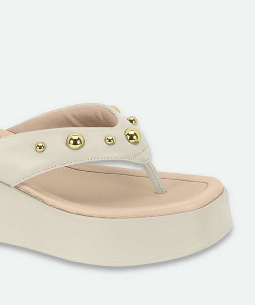 Tamanco Feminino Flatform Tachas Beira Rio Branco