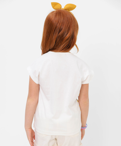 Blusa Infantil Listrada Flor Marisa Tam 4 a 10 Off White