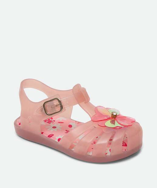 Sandália Infantil Flor Tiras Colorê