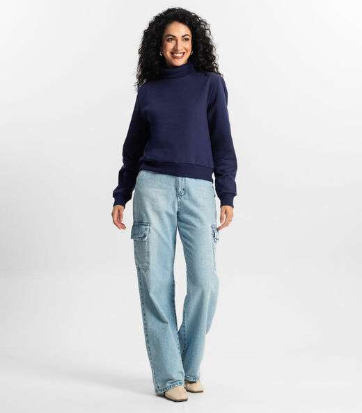 Blusão Feminino Em Moletom Rovitex Azul