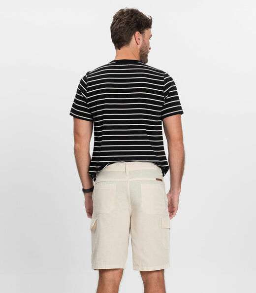 Bermuda Masculina Sarja Com Bolsos Cargo  Shift Bege
