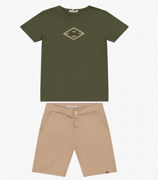 Conjunto Masculino Camiseta com Bermuda Trick Nick Verde