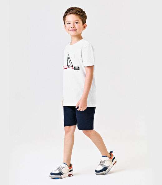 Conjunto Infantil Camiseta Com Bermuda Trick Nick Branco