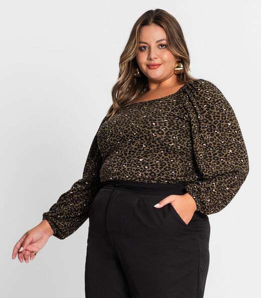 Blusa Feminina Plus Size Em Molecotton Secret Glam Verde