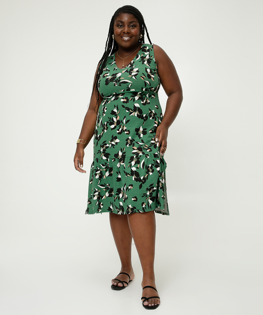 Vestido Plus Size Feminino Midi Floral Marisa