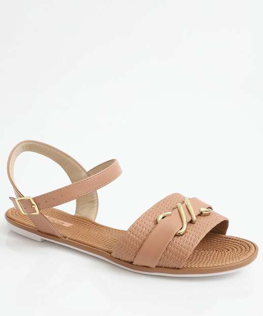 Image_Sandália Feminina Rasteira Moleca Bege