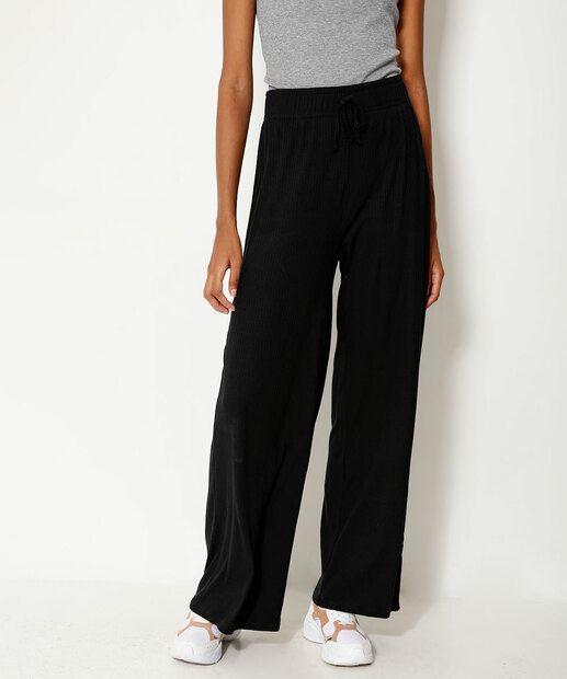 Calça Wide Leg Feminina Canelada Marisa  