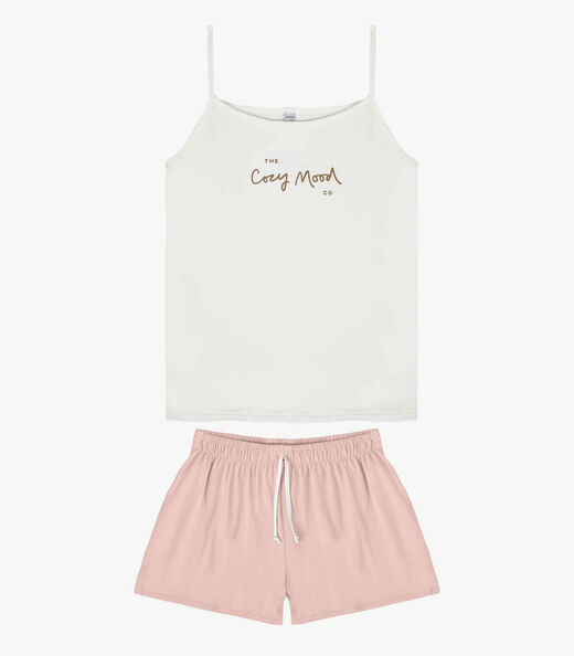 Pijama Feminino Blusa De Alça E Short Infinita Cor Rosa
