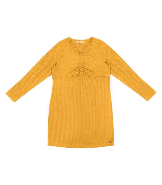 Vestido Plus Size Em Ribana Canelada Secret Glam Amarelo