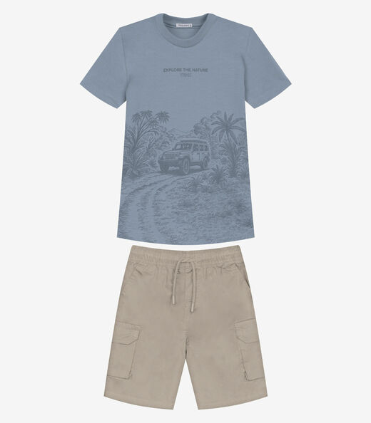 Conjunto Infantil Camiseta Com Bermuda Trick Nick Azul