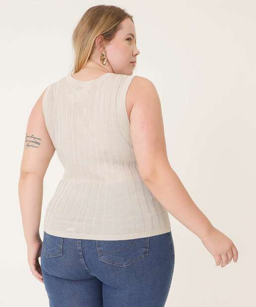 Blusa Regata Plus Size Tricô Lurex Marisa