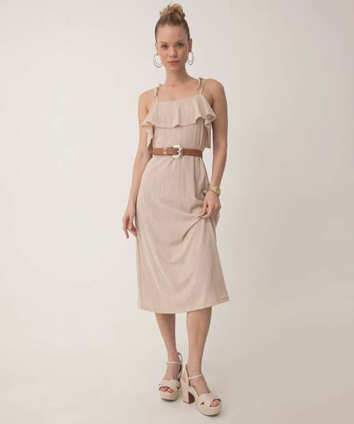 Image_Vestido Midi Feminino Babado Canelado Marisa Bege