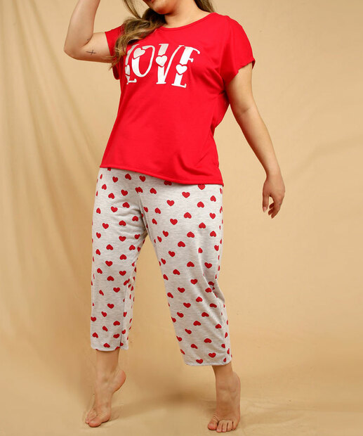Pijama Plus Size Feminino Estampa Coração Marisa