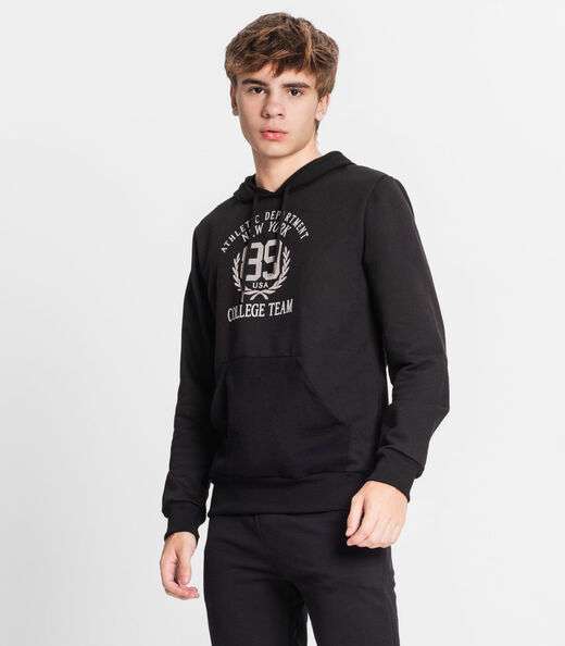 Blusão Com Capuz Juvenil Masculino Moletom Minty Preto