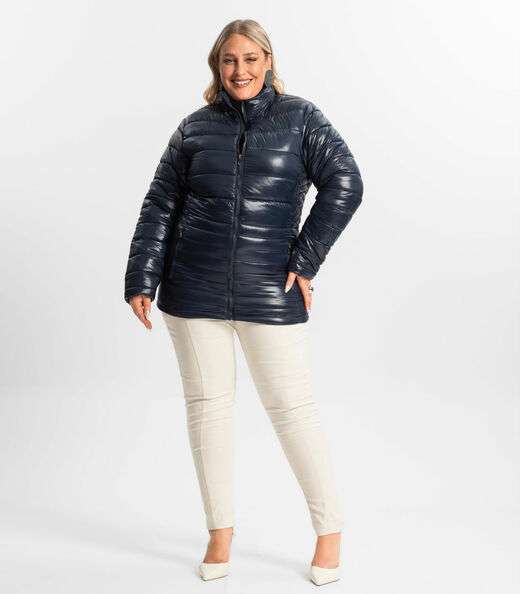 Jaqueta Plus Size Microfibra Secret Glam Azul