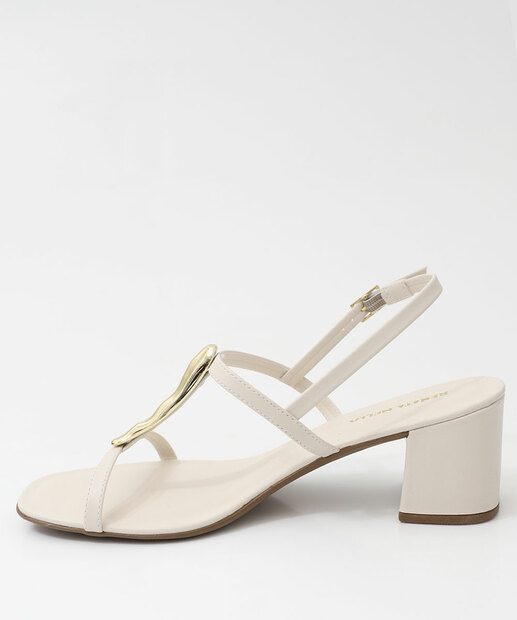 Sandália Feminina Salto Grosso Renata Mello Off White