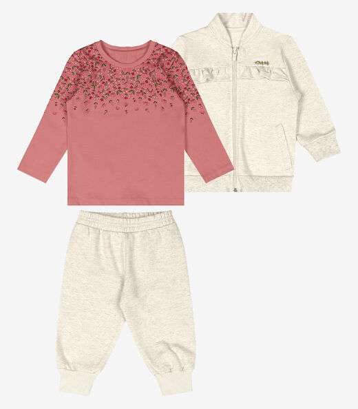 Trijunto Jaqueta Com Blusa e Calça Trick Nick Rosa