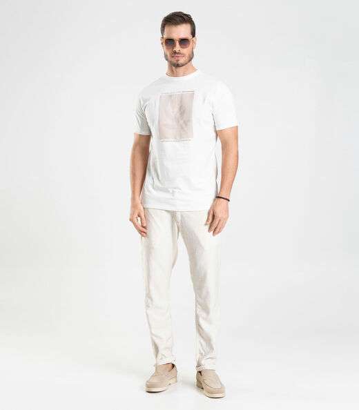 Camiseta Meia Malha Masculina Diametro Bege