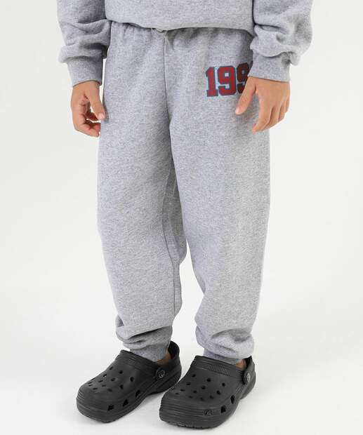 Calça Infantil Jogger Mescla Moletinho Marisa Tam 4 a 10 Cinza