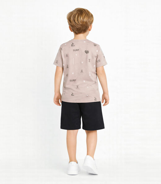 Conjunto Infantil Camiseta e Bermuda Select Bege