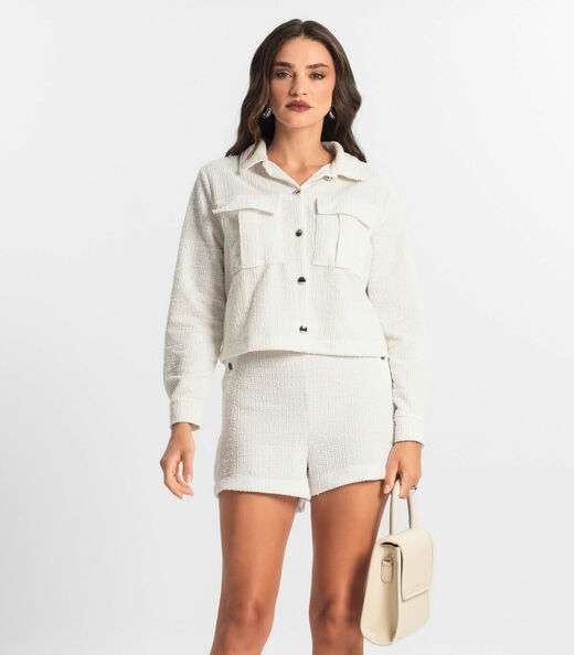 Image_Shorts Feminino de Tweed Shine Endless Branco