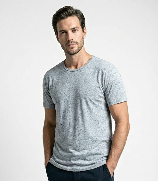 Camiseta Masculina em Meia Malha Botonê Select Cinza