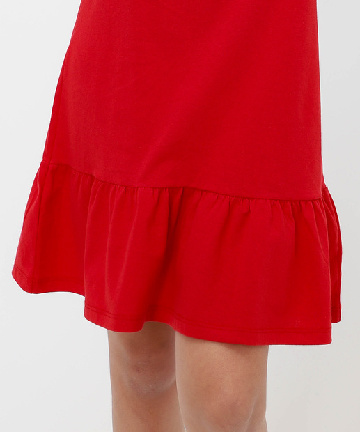 Vestido Infantil Minnie Babado Disney Tam 4 a 10 Vermelho