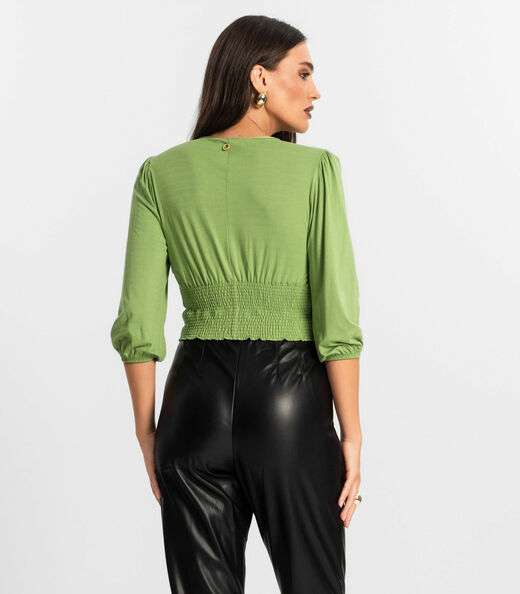 Blusa Feminina Manga 3/4 Endless Verde